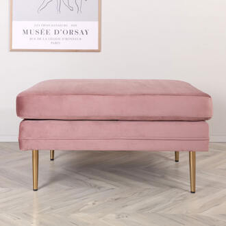 Hioshop Boom poef, hocker velours messing, roze.