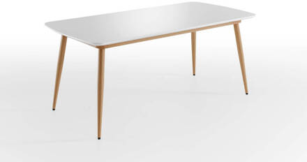 Hioshop Bozen eetkamertafel 90x180 cm wit,honing.