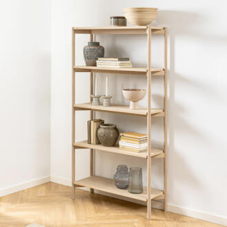 Hioshop Braidwood wandkast 4 planken eik decor wit.