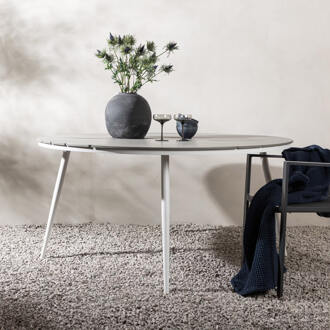 Hioshop Break eettafel tuin Ø150cm witgrijs.