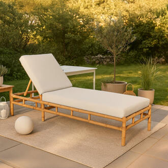 Hioshop Cane ligstoel natuur. Beige