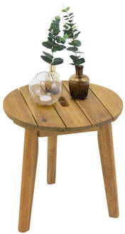 Hioshop Chania bijzettafel tuin Ø40cm acacia. Beige