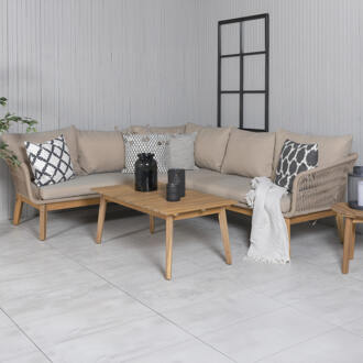 Hioshop Chania loungeset 2 delen bruin,acacia.