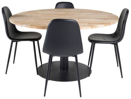 Hioshop Cirebon140 eethoek eetkamertafel teakhout en 4 Polar Multicolor, Transparant