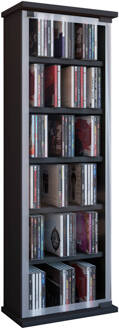 Hioshop Classic wandkast , CD-toren 6 planken zwart.