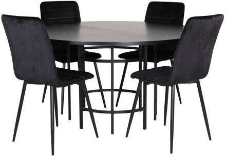 Hioshop Copenhagen eethoek eetkamertafel bruin en 4 Windu Lyx Multicolor, Transparant