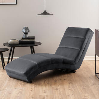 Hioshop Curve chaise longue velours grijs.