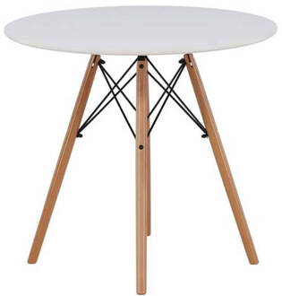 Hioshop Danburi eetkamertafel Ø60cm wit.