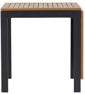 Hioshop Diego café tafel B70xL70/132cm met extra plaat zwart.