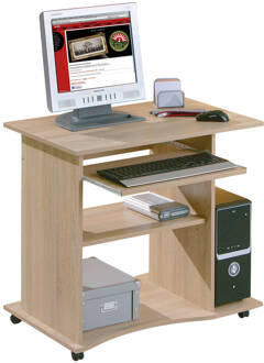 Hioshop Dusa bureau 1 plank, 1 uittrek Sonoma eiken decor. Geel