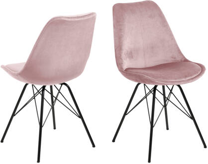 Hioshop Erin eetkamerstoel dusty rose, zwart. Roze