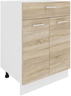 Hioshop Esilo keuken onderkast 60 cm 2 deuren, 1 ladewit, eik decor.