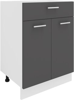 Hioshop Esilo keuken onderkast 60 cm 2 deuren, 1 ladewit, grijs.