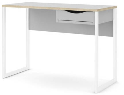 Hioshop Fula bureau 110 cm 1 lade wit, mat wit.