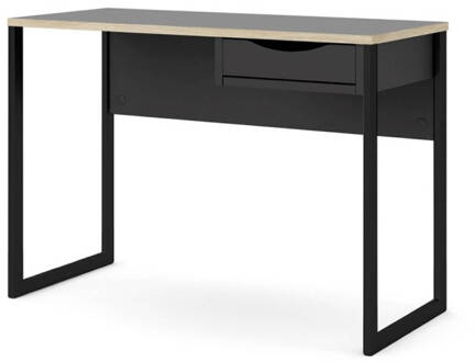 Hioshop Fula bureau 110 cm 1 lade zwart, mat zwart.