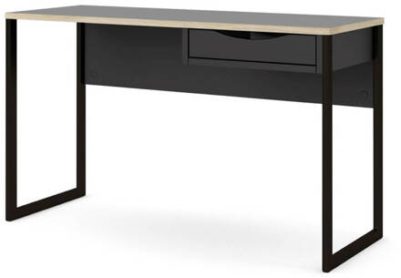 Hioshop Fula bureau 130 cm 1 lade zwart, mat zwart.