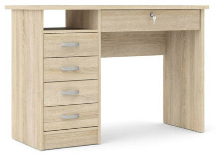 Hioshop Fula bureau 5 lades eiken structuur decor. Geel