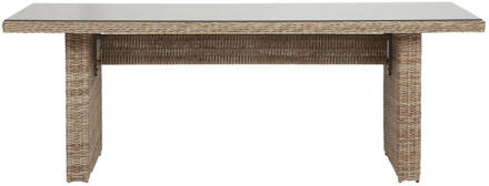 Hioshop Gram tuintafel 210 x 96 cm, met glasplaat, naturel. Transparant