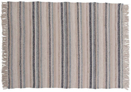 Hioshop Gudha vloerkleed 240x170 cm wol beige, blauw. Wit