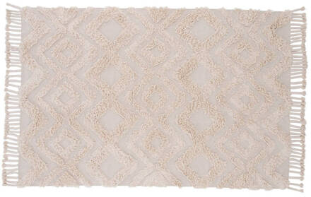 Hioshop Hilma vloerkleed 230x160 cm katoen naturel. Wit