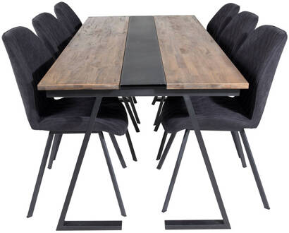 Hioshop Jakarta eethoek eetkamertafel teakhout en 6 Gemma Multicolor, Transparant