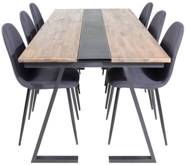 Hioshop Jakarta eethoek eetkamertafel teakhout en 6 Polar Multicolor, Transparant