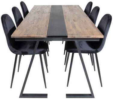 Hioshop Jakarta eethoek eetkamertafel teakhout en 6 Polar Multicolor, Transparant