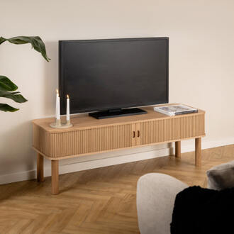 Hioshop Langes TV-meubel 2 schuifdeuren eik decor. Bruin