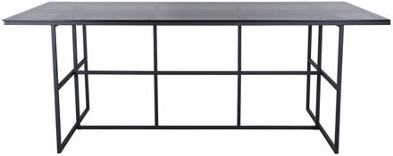 Hioshop Leif eetkamertafel 90x200cm glas klaar zwart. Transparant