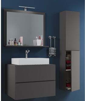 Hioshop LendasL badkamer 60 cm, spiegel, antraciet.