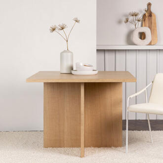 Hioshop Leo eetkamertafel 100x100cm naturel. Beige