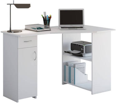 Hioshop Linzia bureau 1 deur, 1 lade en 2 vakkenwit.