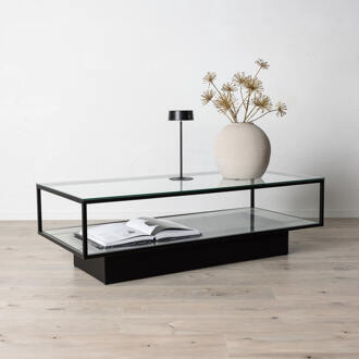 Hioshop Maglehem salontafel met plank 60x130 cm glas. Transparant