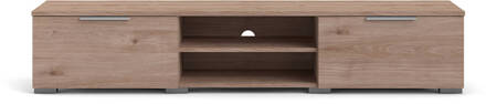 Hioshop Malika TV-meubel met 2 lades en 1 plank, licht notenhout. Bruin