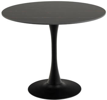 Hioshop Malla eetkamertafel Ø90cm zwart.