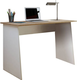 Hioshop Masola Maxi bureau decor wit/Sonoma eik. Geel