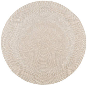 Hioshop Menorca vloerkleed Ø180 cm gevlochten zandkleurig. Beige