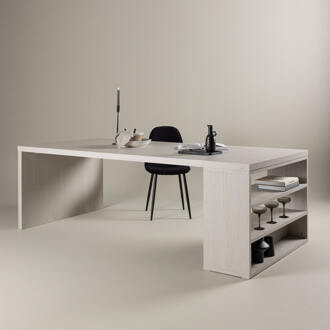 Hioshop Mika eetkamertafel 110x230 cm whitewash. Wit