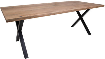 Hioshop Moss eetkamertafel 200x95 cm gerookt eiken, zwart. Geel