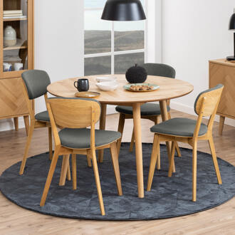 Hioshop Nagie eetkamertafel Ø120cm, visgraat eiken decor. Bruin