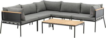 Hioshop Nettan loungeset 2 delen zwart,grijs,naturel.