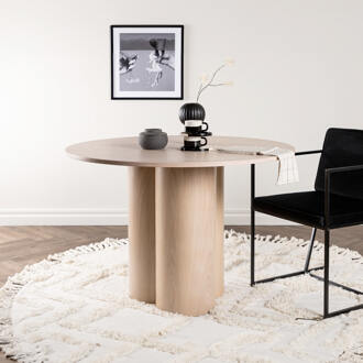 Hioshop Olivia eetkamertafel Ø110cm whitewash. Wit