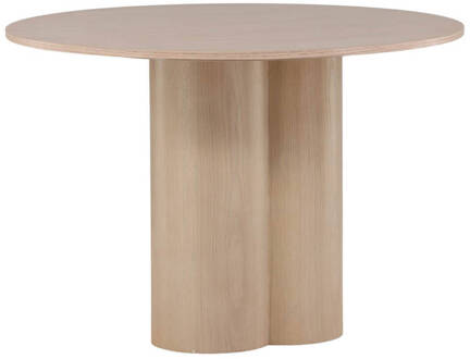 Hioshop Olivia eetkamertafel Ø110cm whitewash. Wit