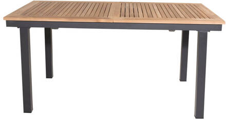 Hioshop Panama eettafel tuin incl. extra blad 152, 210 cm zwart, natuur.