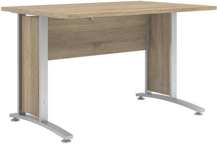 Hioshop Prisme bureau C eiken decor en zilvergrijs staal. Geel