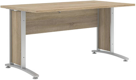 Hioshop Prisme bureau D eiken decor en zilvergrijs staal. Geel