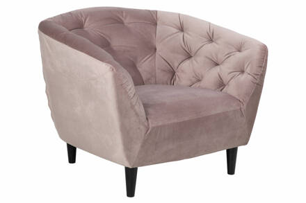 Hioshop Rian fauteuil in dusty rose met zwarte poten. Roze