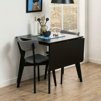 Hioshop Roxy eetkamertafel incl. 1 extra bord 40cm zwart.