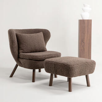 Hioshop Ryxö fauteuil met hocker bruin.