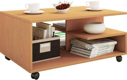 Hioshop Stango salontafel 5 plankenbeuken decor. Transparant